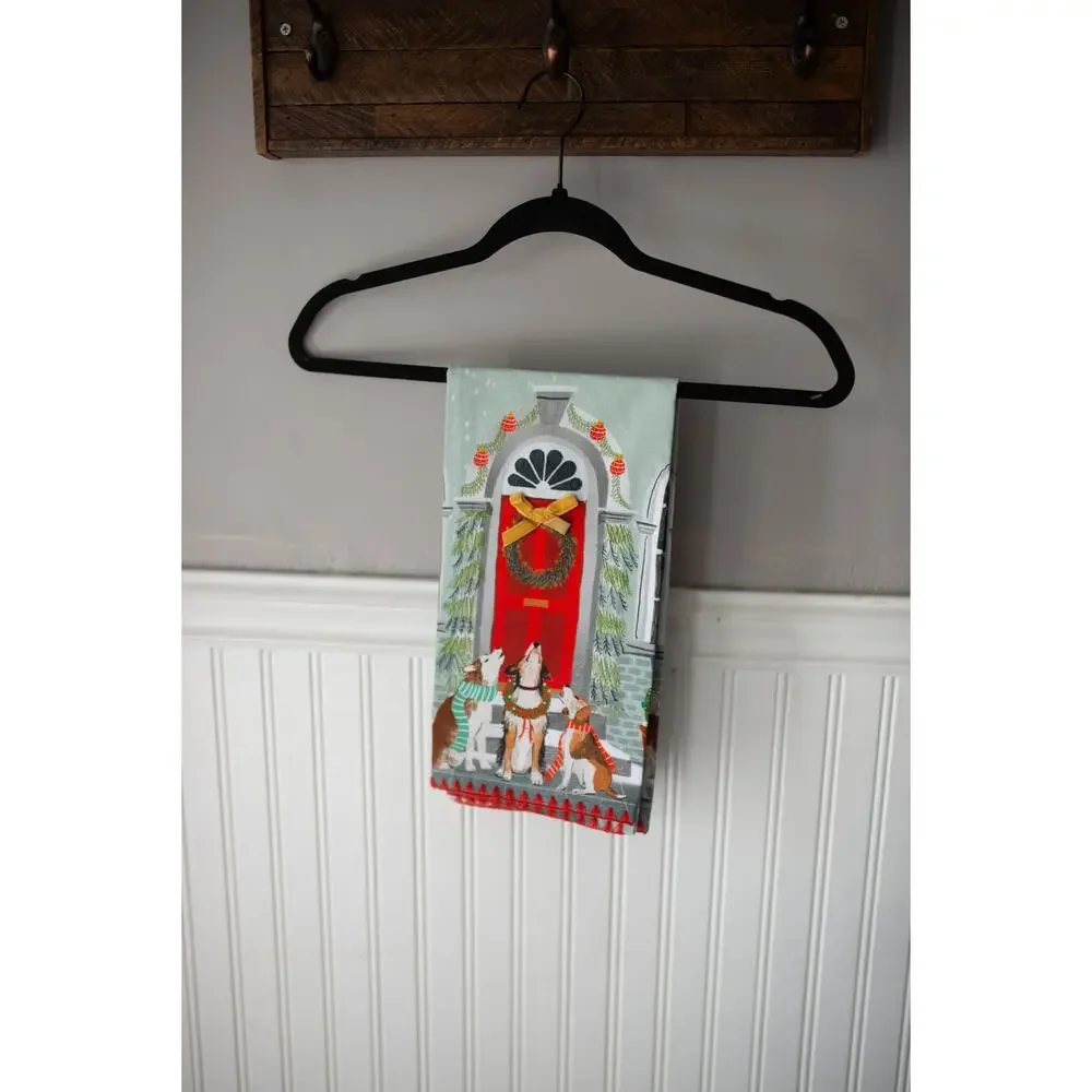 Anthropologie Dog Carolers Dish Towel